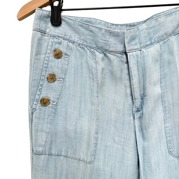 Gap Tencel® Wide Leg Sailor Pants Bleached Chambray 02 R - Picture 4 of 10